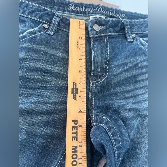 Harley Davidson Embellished Wings Stretch Contoured Boot Cut Jeans Size 8 Tall - Picture 8 of 12